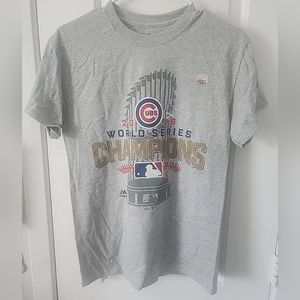 NWT CHICAGO CUBS MEN’S 2016 World Series Champions Gray Tee Shirt sz S